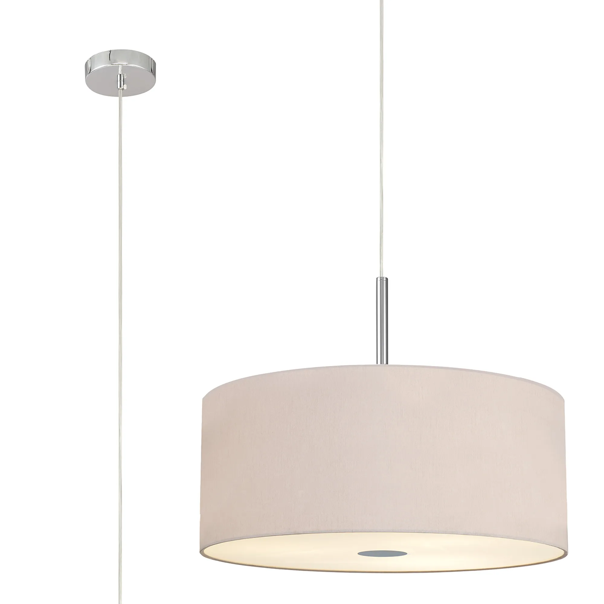 Baymont 60cm 5 Light Pendant Polished Chrome; Nude Beige/Moonlight; Frosted Diffuser